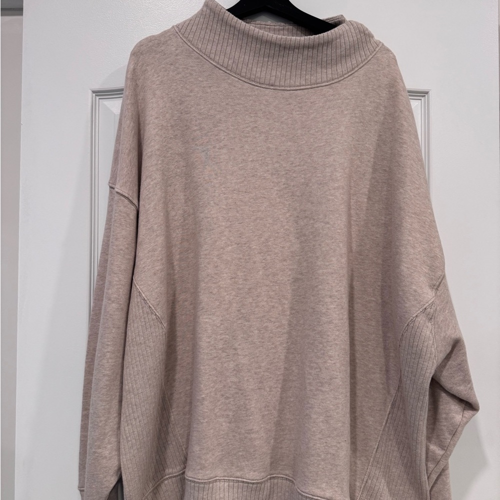 Aerie Down to Earth Mock Neck Sweatshirt Cream Size XXL NWT